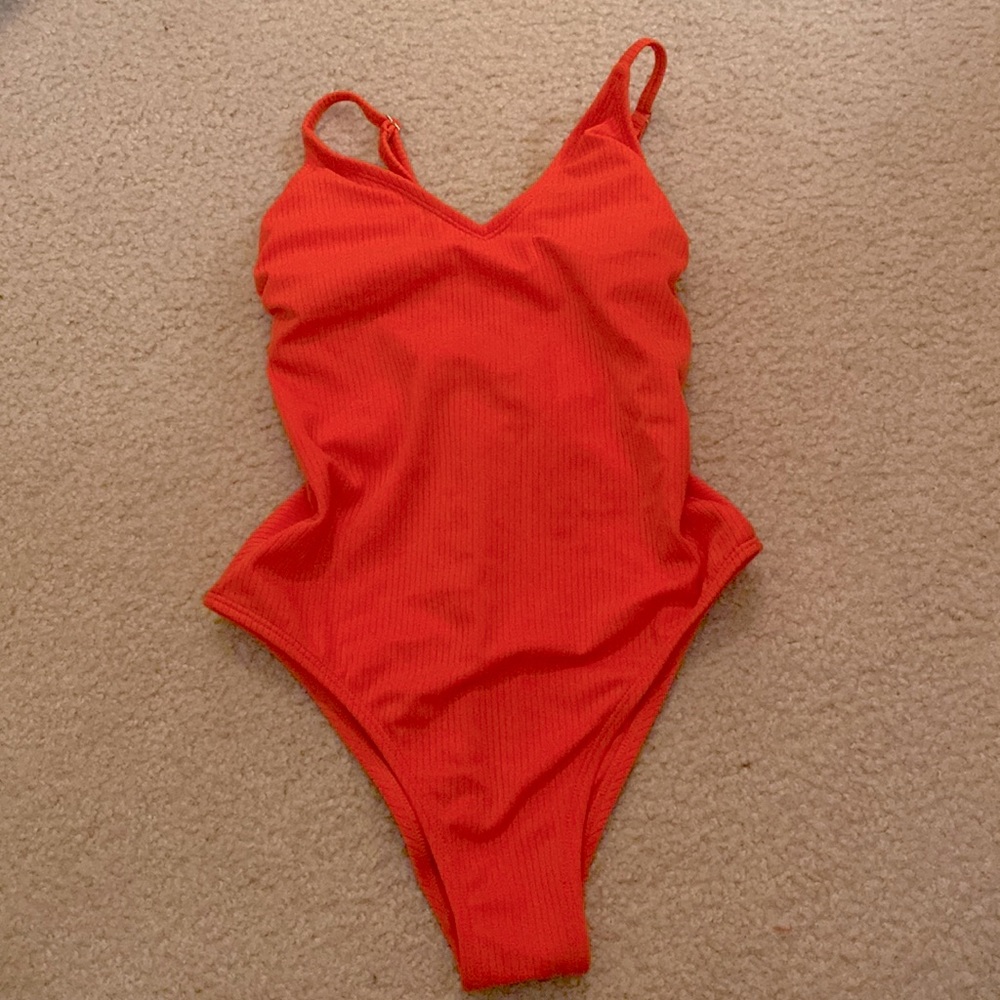 womens one piece orange swimsuit